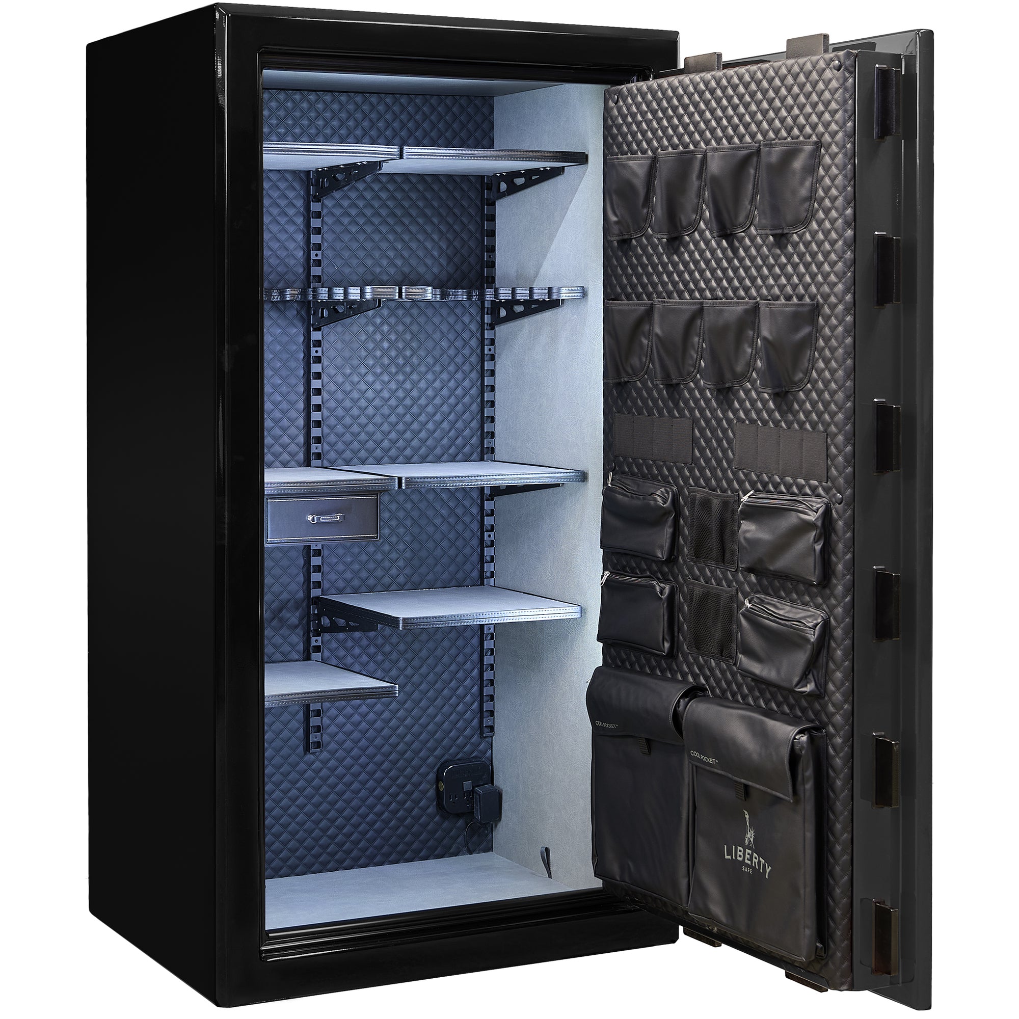 Presidential Series | Level 10 Security | 2.5 Hours Fire Protection | 40 | Dimensions: 66”(H) x 36”(W) x 27.75"(D*) | Gray Charcoal Gloss | Mechanical Lock - Open