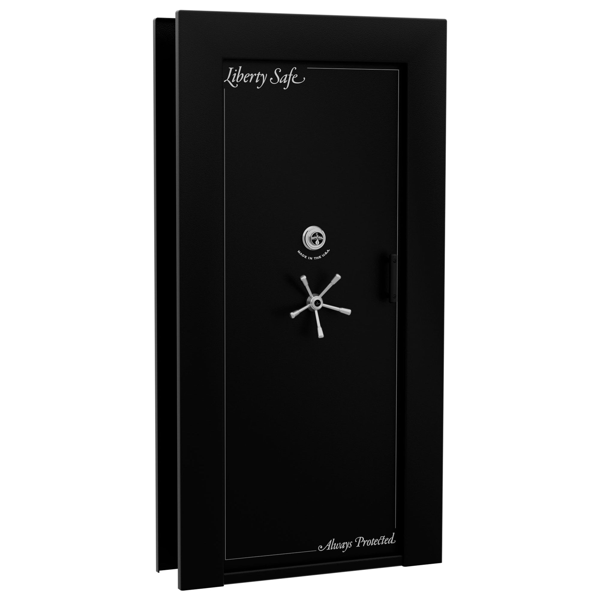 Vault Door Series | In-Swing | Left  Hinge | Black Textured | Mechanical Lock - closed