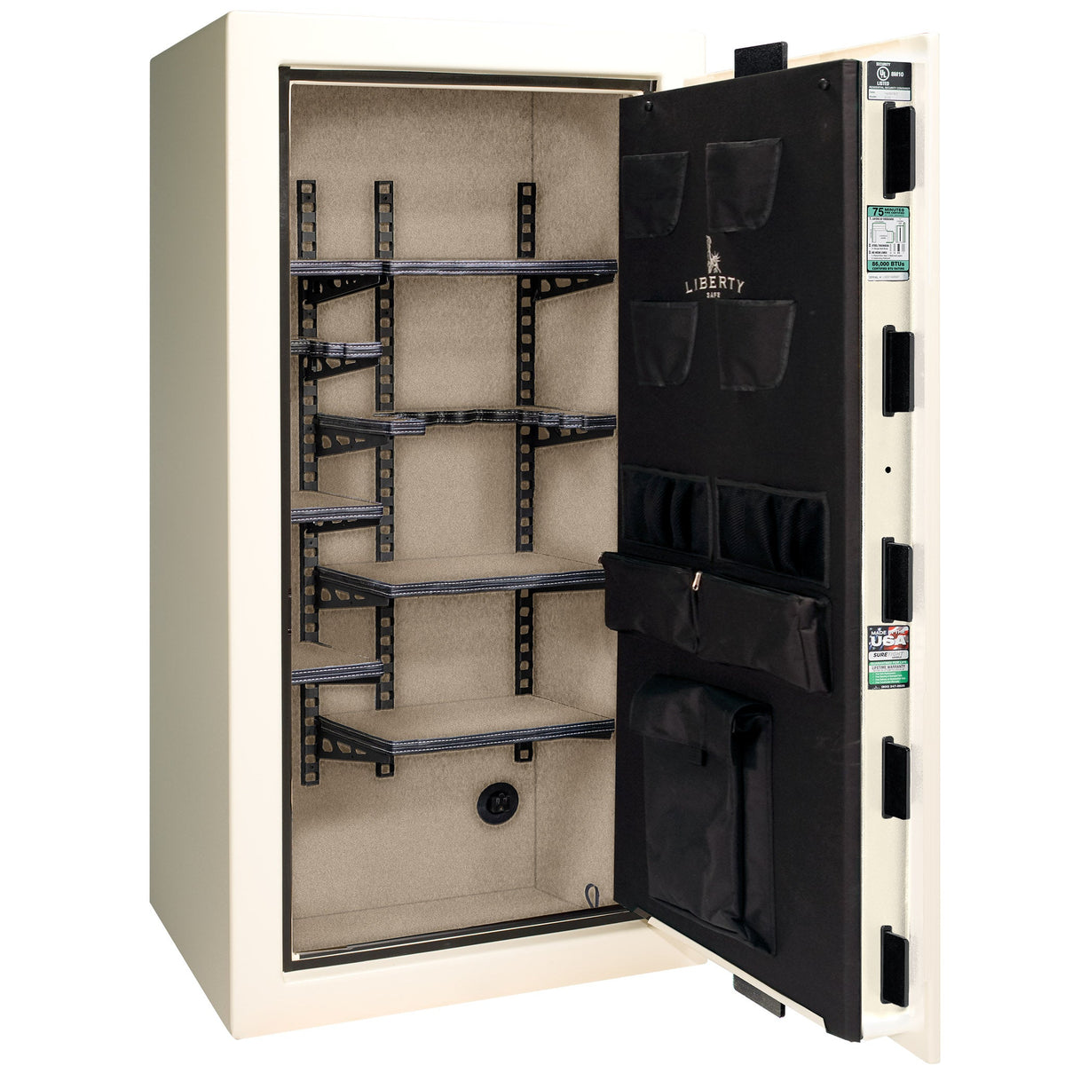 Colonial Series | Level 4 Security | 75 Minute Fire Protection | 23 PRO FLEX | DIMENSIONS: 60.5&quot;(H) X 30&quot;(W) X 22&quot;(D*) | White Gloss Brass | Electronic Lock - Open