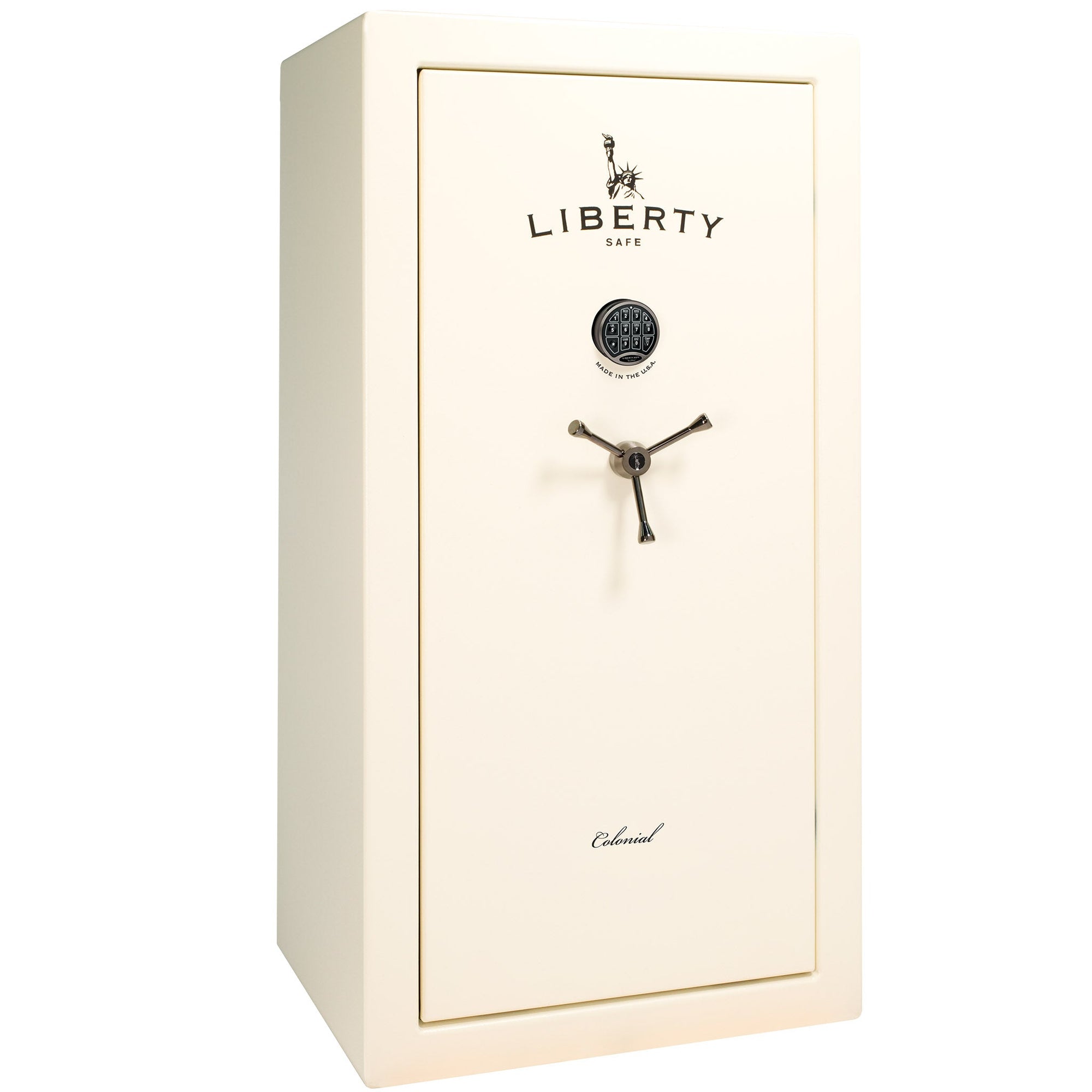 Colonial Series | Level 4 Security | 75 Minute Fire Protection | 23 PRO FLEX | DIMENSIONS: 60.5"(H) X 30"(W) X 22"(D*) | White Gloss Black Chrome | Electronic Lock - Closed