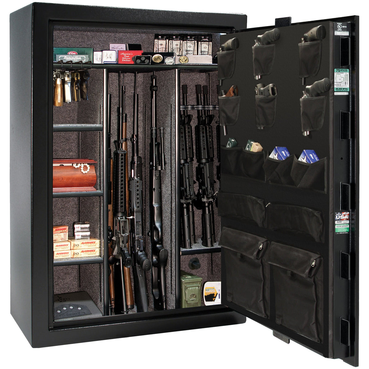 Colonial Series | Level 4 Security | 75 Minute Fire Protection | 35 | DIMENSIONS: 60.5&quot;(H) X 42”(W) X 22&quot;(D*) | Black Gloss | Electronic Lock - open