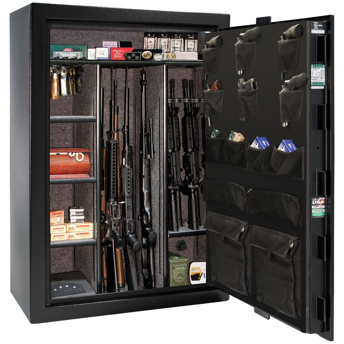 Colonial Series | Level 4 Security | 75 Minute Fire Protection | 35 | DIMENSIONS: 60.5&quot;(H) X 42”(W) X 22&quot;(D*) | Black Textured | Mechanical Lock - open