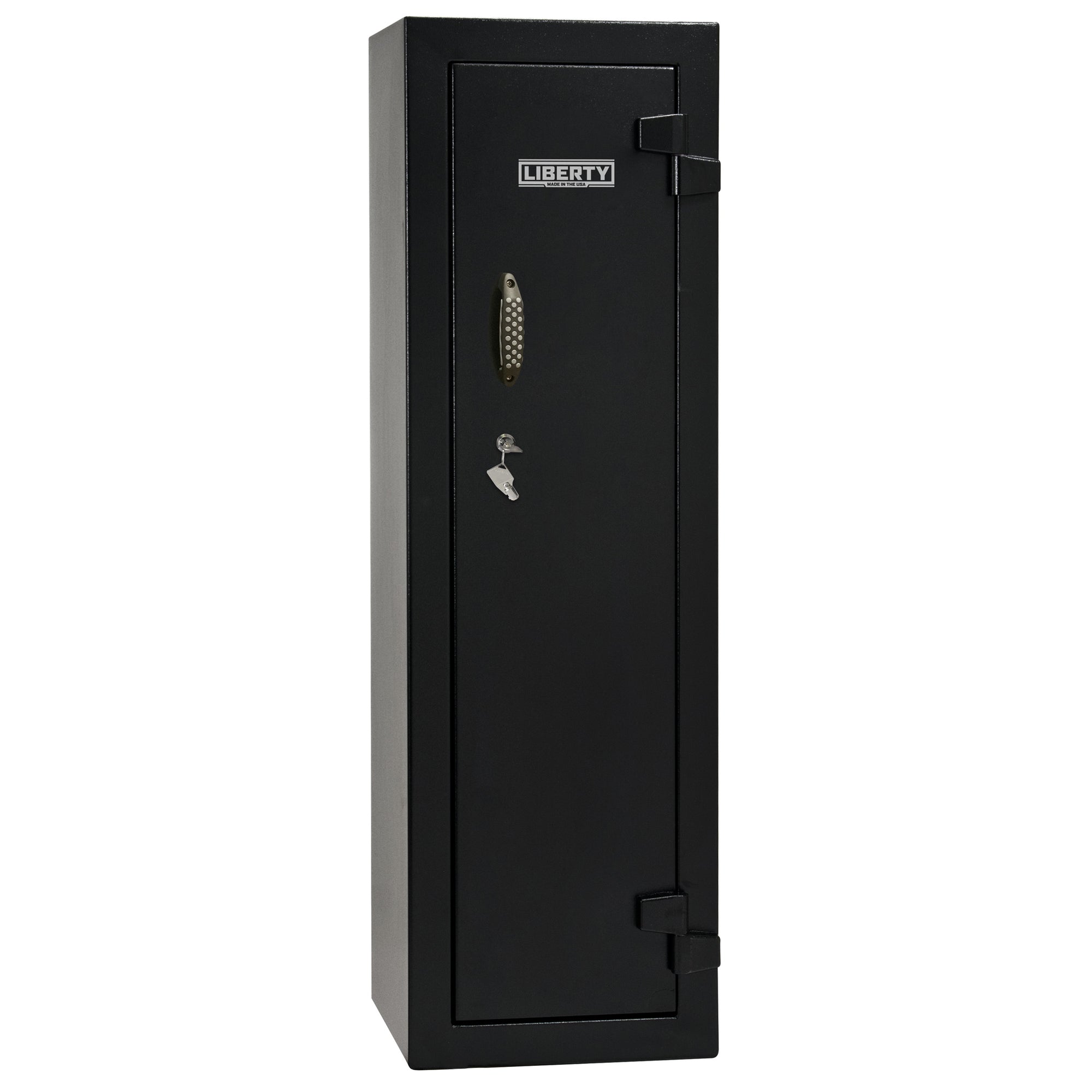 Gun Cabinet 14 | Dimensions: 59"(H) x 18"(W) x 16"(D*) | Textured Black - Closed