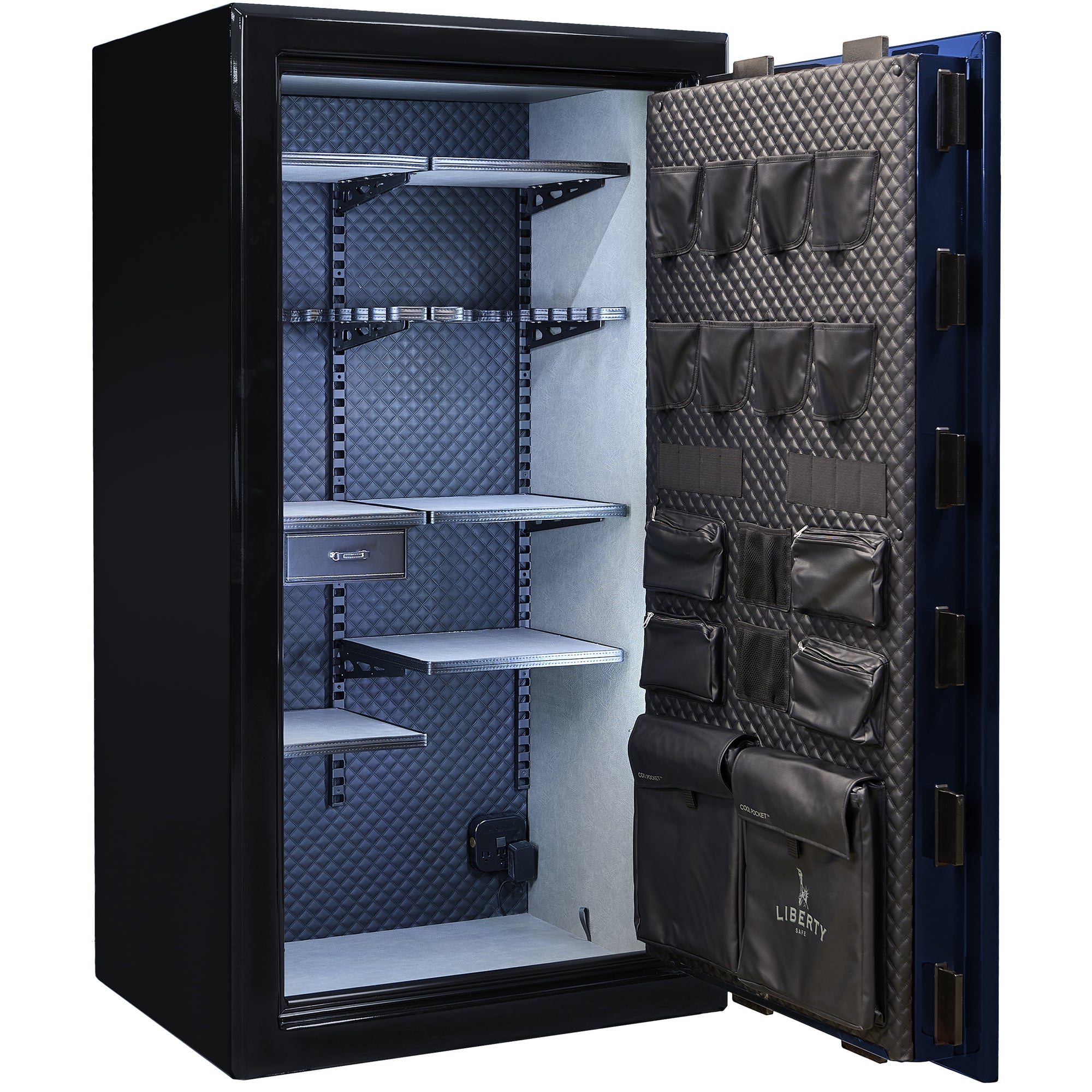 Presidential Series | Level 10 Security | 2.5 Hours Fire Protection | 40 | Dimensions: 66”(H) x 36”(W) x 27.75"(D*) | Blue Gloss | Mechanical Lock - Open